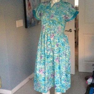 Vintage blue floral print dress